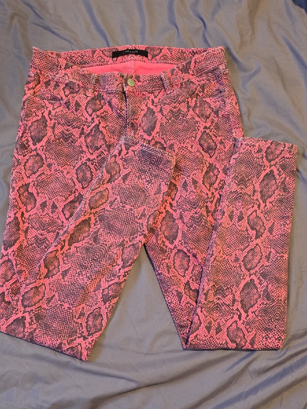 J Brand Pink Snake-Print Skinny Jeans